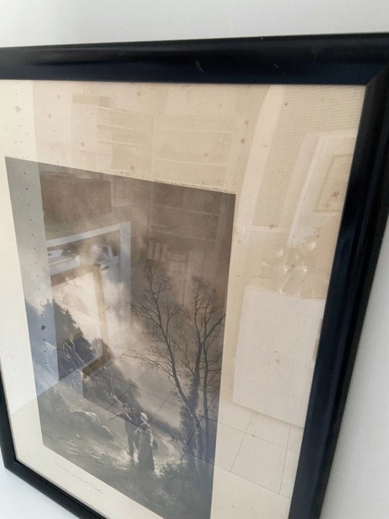 Image 1 of Lithograph by James Walter Gozzard, London, 1910. Framed on blackened wood.