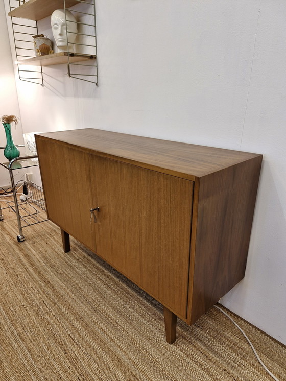 Image 1 of Petit buffet / Jardinière Vintage Placage Teck 70s