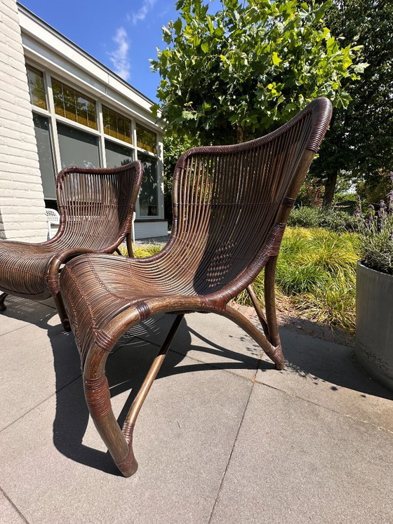 Image 1 of Unique set of 2 Yuzuru Yamakawa 'Funky' (CL-170) rattan design armchairs