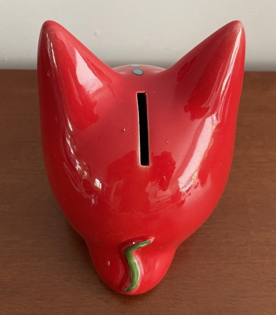 Image 1 of Bertoncello - Vintage rode “kat” spaarpot