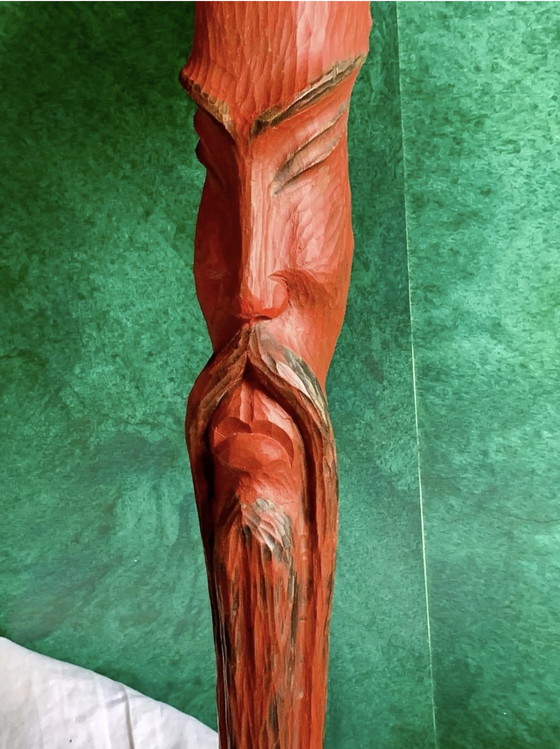 Zeldzame originele polychrome houten totemsculptuur – Jean Pons (1913-2005) – School van Parijs (photo 3 of 15)