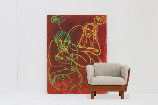 Grande peinture figurative abstraite, 195 × 144 cm