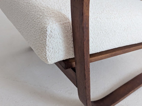 Image 1 of Jindřich Halabala Poltrona da salotto regolabile H 70 in bouclé crema, anni '30