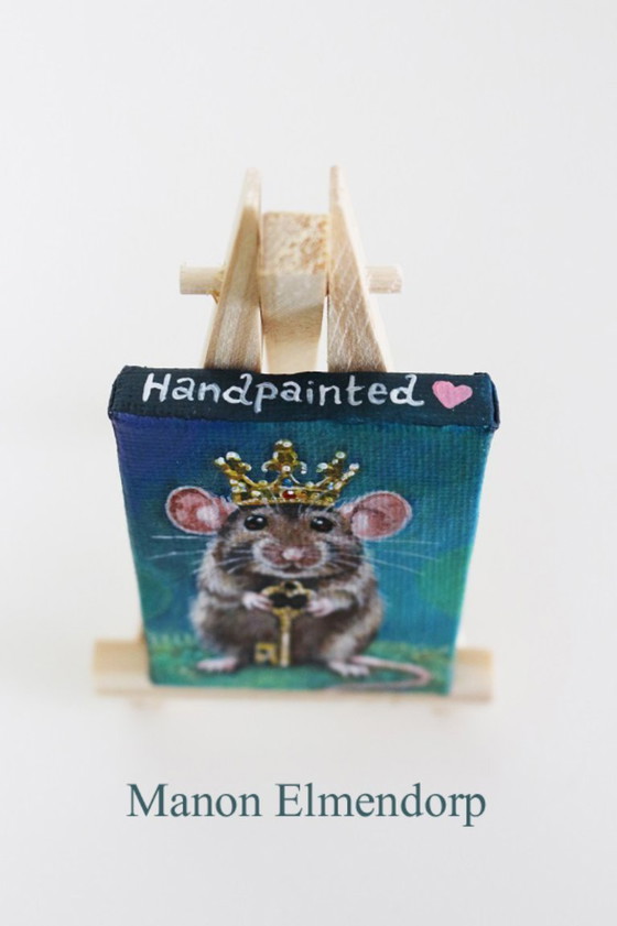 Image 1 of Hand-painted Mouse Painting: The Key to Happiness