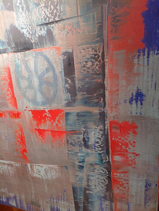 Simon Woudwijk 'Construction III' oil acrylic on canvas, unique! 