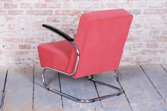 Fauteuil Bauhaus restauré, par W. Gispen, Mücke-Melder, Chrome, Tchèque, années 1930 – Metal, Velvet (photo 4 of 8)
