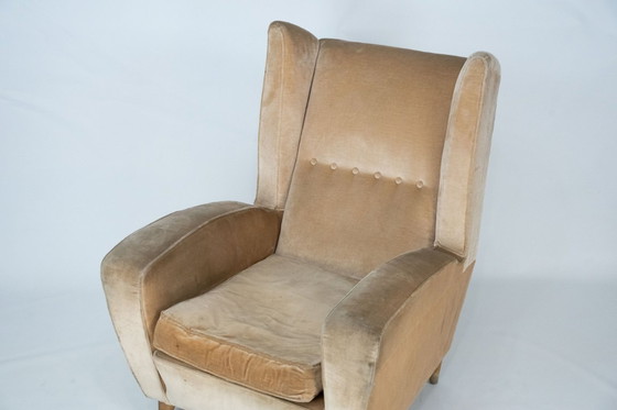 Image 1 of Mid-Century attributed Melchiorre Bega single Armchair in velvet. Italy 1950s