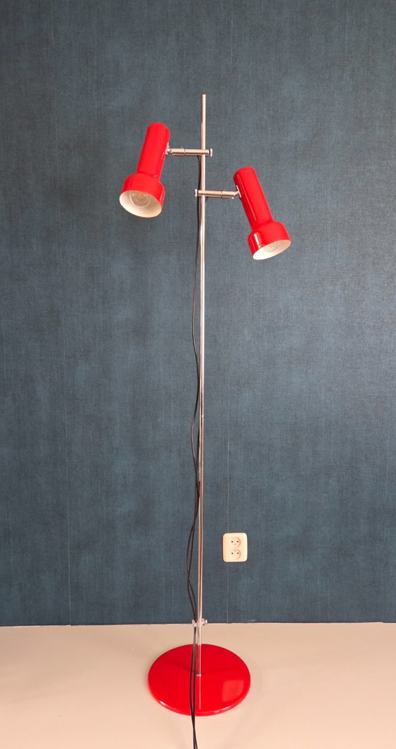 Vintage Floor Lamp - Gepo 300 | 2 Spotlights | Red - 1970s – Floor lights, Metal (photo 4 of 16)