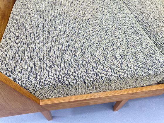 Image 1 of Divano in legno di metà secolo con tavolino laterale – Design modulare, anni '70