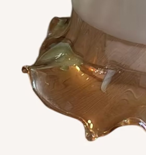 Image 1 of Lampenschirm aus Glas mit mattiertem Glas und bernsteinfarbenem Rand