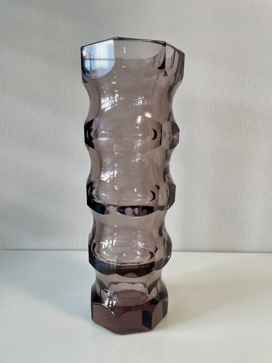Image 1 of Facettierte Space Age Kristallglas Vase von Oldrich Lipsky