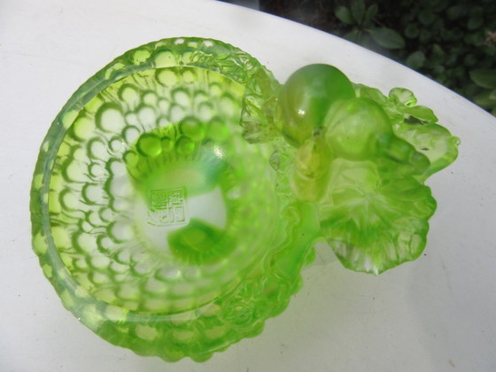 Image 1 of Liuli Gongfang Pate De Verre Small Glass Bowl Trinket Tray, vintage