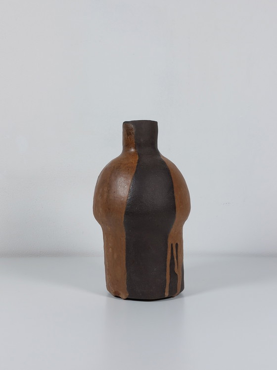 Image 1 of Vaso d'artista in ceramica vintage organica con smalto fluido, anni '80