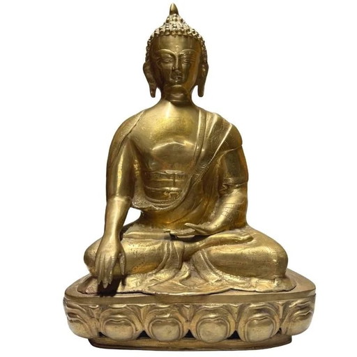 Buda Tibetano de Bronce Dorado al Fuego – Siglo XVIII–Principios del XIX – Lote 424