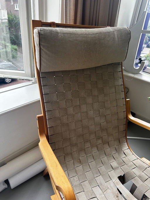 Vintage Deense Fauteuil - Ter Restauratie – Canvas, Wood (photo 2 of 6)