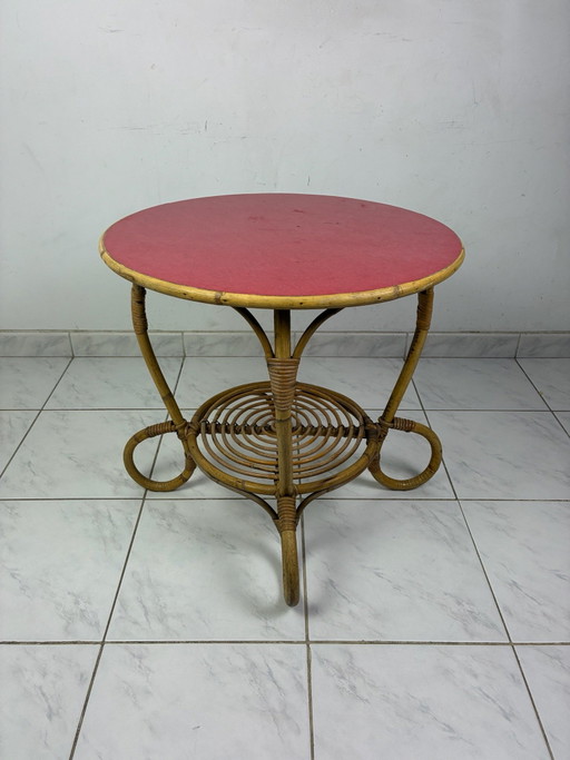 Vintage Boho Chic Beistelltisch Bambus Formica