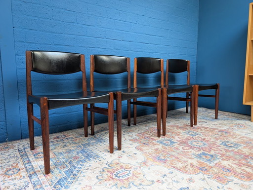 4x Chaises Vintage en bois de rose, Grete Jalk pour Glostrup Møbelfabrik, 1960s