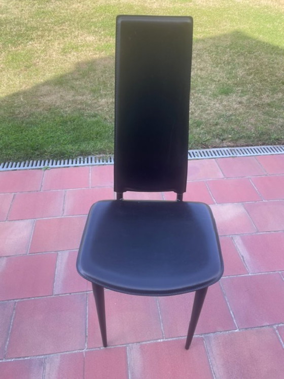 4 Ou 6 Chaises de salle à manger design en cuir noir (Design italien) – Metal, Leather (photo 2 of 10)