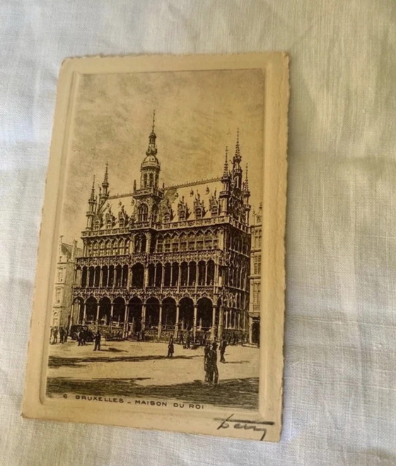 Tema Bruxelles: 3 incisioni firmate inizio XX secolo - artista da identificare – Dipinti e disegni, Carta (photo 7 of 7)