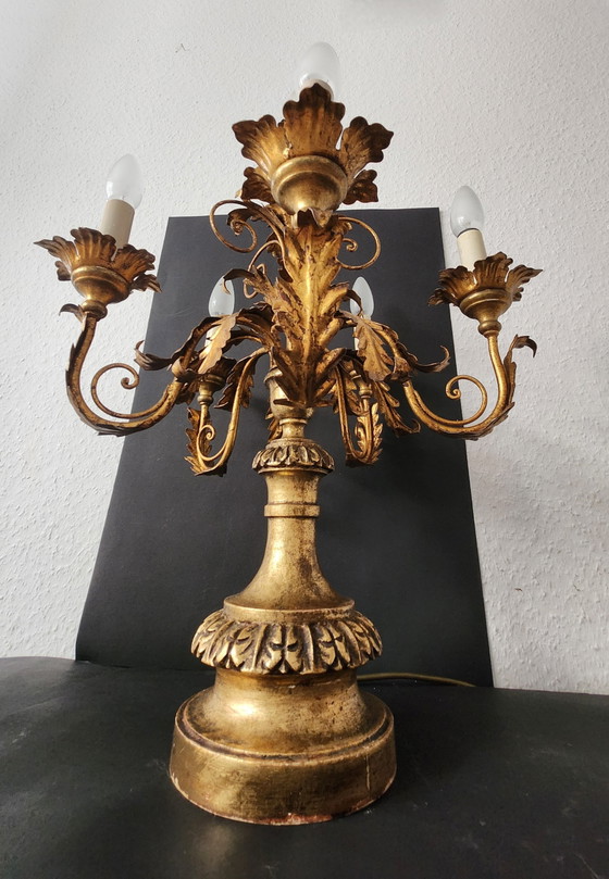 2 lampade da terra fiorentine antiche, dorate, forgiate e intagliate a mano, in stile Hollywood Regency, (photo 15 of 21)
