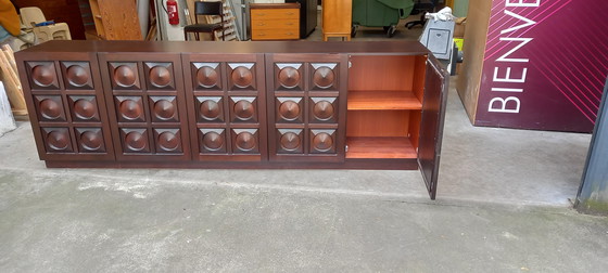 Image 1 of Sideboard Vintage Mahogany Brutalist Dresser 1970's