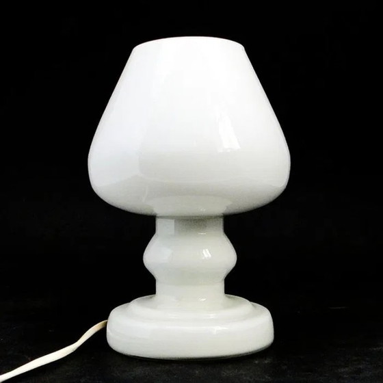 Lampe de Chevet Postmoderne de Polam, Pologne, années 1960, Verre, Plastique, Blanc (photo 2 sur 10)