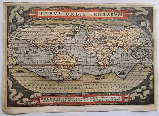 Image 1 of Handgekleurde koperplaat Nova Totius Terrarum Orbis Tabula Wereldkaart door Justus Danckerts, Amsterdam, eind 17e eeuw