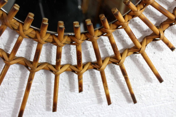 Image 1 of 1970s rattan sunburst mirror