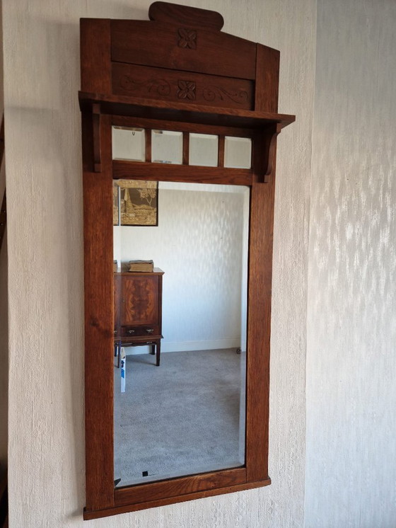 Image 1 of vintage eikenhouten spiegel