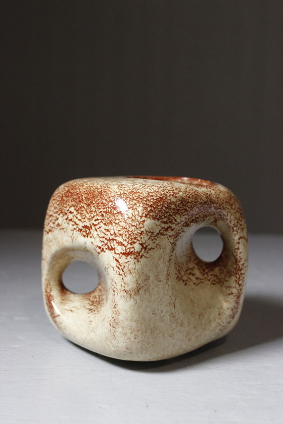 Roberto Rigon & Bertoncello Ceramiche - Openwork Cube Vase Italy 1970s (photo 2 of 6)