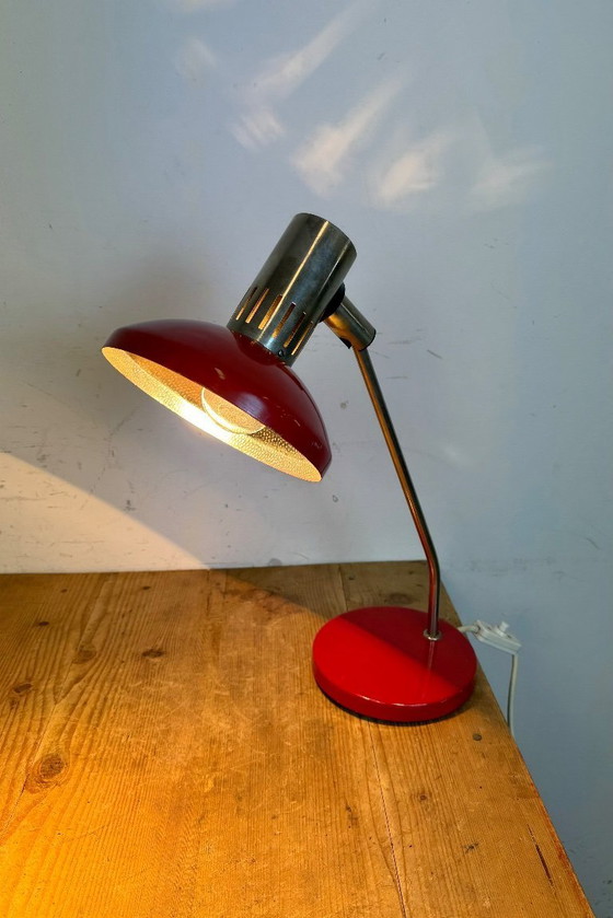 Image 1 of Vintage Red East German Table Lamp from AKA Leuchten, 1970s