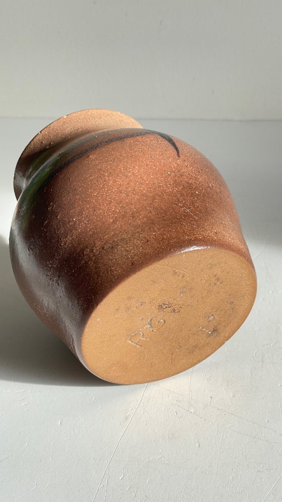 Vintage Signed Handcrafted Stoneware Vase – RG, Ceramic (photo 16 of 31)