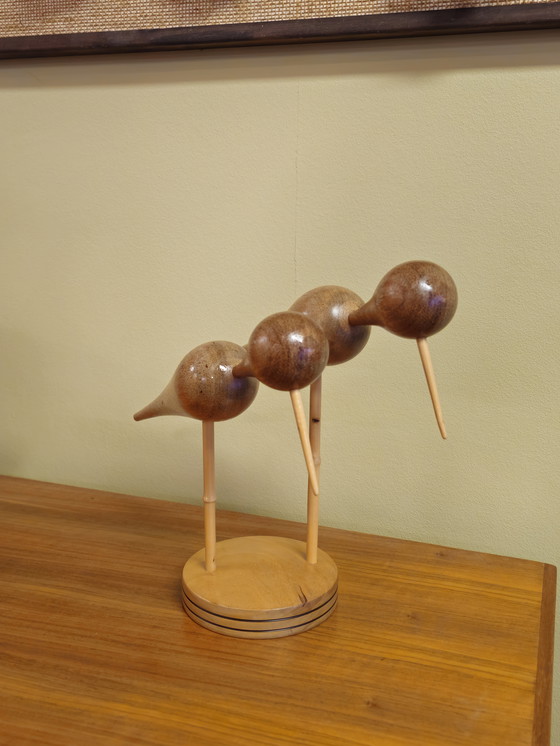 Image 1 of Decorazione in legno d'epoca Pittime reali Pittime reali Uccelli