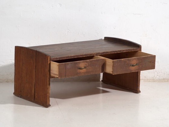 Japanese Low Desk Table with Drawers in Cedar – Showa Period (c.1926–1970) – Coffee tables, Metal, Rustic (photo 21 of 40)