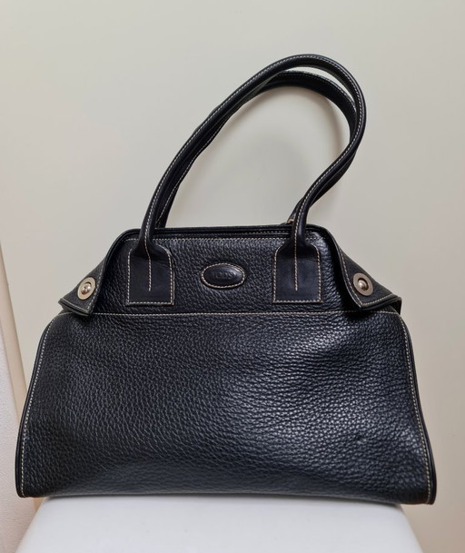 TOD'S Girelli handbag black full-grain leather good condition