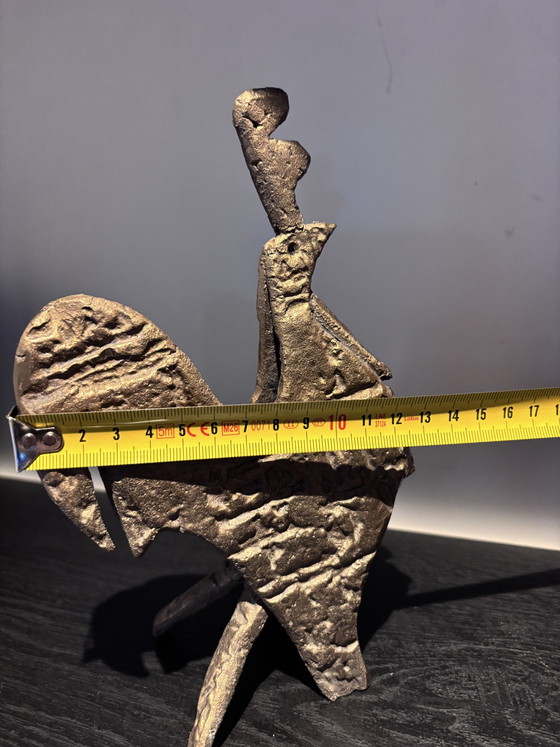 Brutalistisch Bronzen Beeld Haan – Vintage Afrikaanse Kunst (1.5kg) Cire Perdue – Decoratieve objecten, Brass (photo 9 of 10)