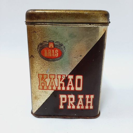 Boîte en métal vintage de cacao en poudre de la marque « Kraš »