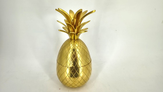 Image 1 of Seau à glace vintage en laiton en forme d'ananas, années 1970