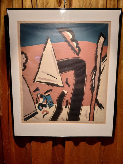 Thijs Buit. Linoleografia "New Landscape" stampa propria 65/80