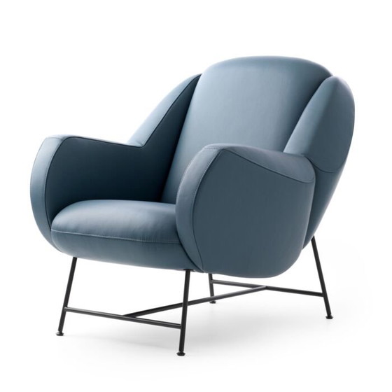 Image 1 of Fauteuil Anton Leolux blauw leer 