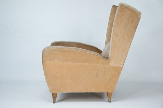Image 1 of Mid-Century attributed Melchiorre Bega single Armchair in velvet. Italy 1950s