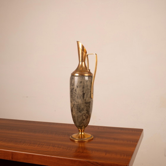 Termo Macabo de pergamino gris y latón Cusano Milanino, Italia 1960 – Carritos de bar, Brass (photo 6 of 18)