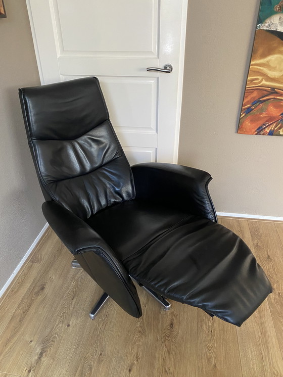 Image 1 of Relax-Sessel Hjort Knudsen The Future, schwarzes Leder, verstellbar
