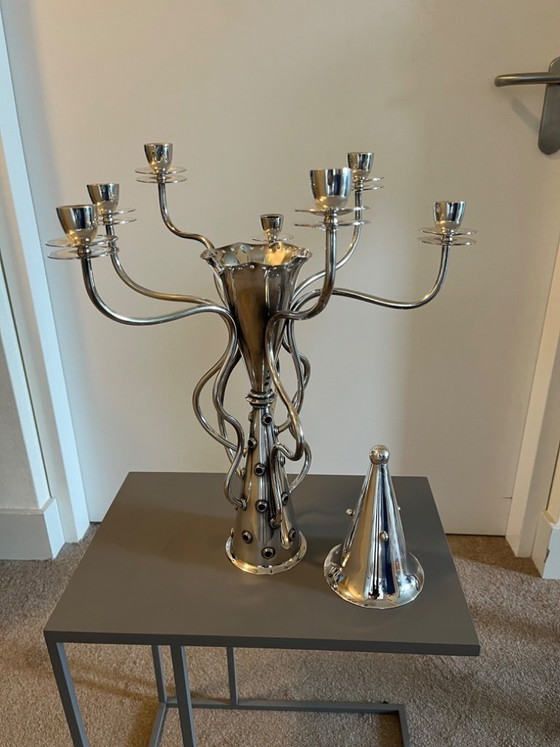 Image 1 of Zilveren kandelaar van Driade, model Borek Sipek