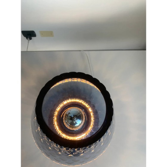 Image 1 of Lampe en verre bleu d'inspiration Murano avec texture « Ballotton »