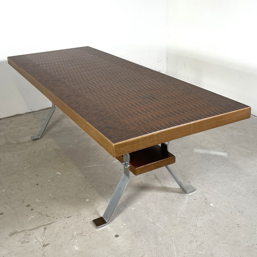 Vintage coffee table with copper top and chrome legs
