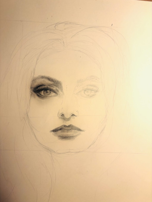 Charcoal Drawing of Sophia Loren Inspired by 1960s Aesthetics – schilderijen tekeningen, Paper (photo 2 of 5)