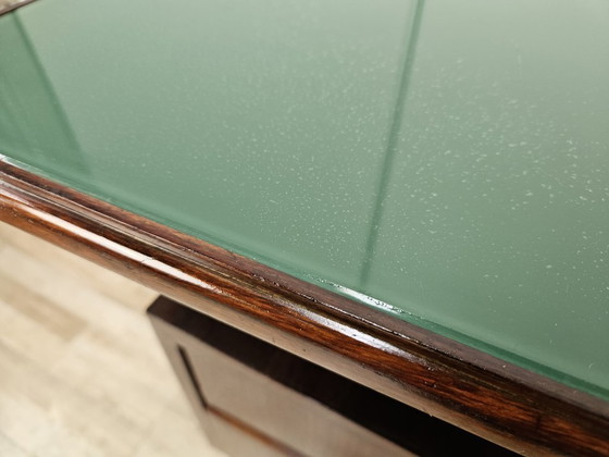 Image 1 of Art Decò bureau in exotisch hout, glas en messing