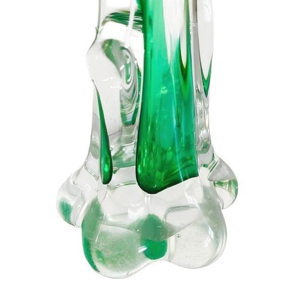 Vintage Mid-Century Murano Glass Tree Trunk Vase Green 1970s (photo 10 of 12)