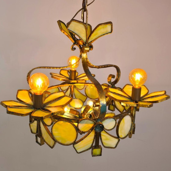 Lombard rare Italian sculptural chandelier mid-century 60s Murano wrought iron – Longobard, Murano Glass (photo 3 of 12)